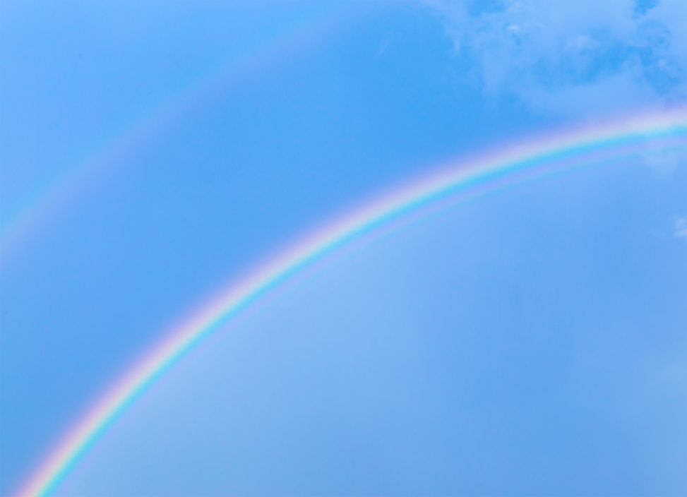 雨上がりの虹の写真素材