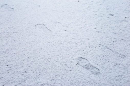 雪と足跡の写真素材